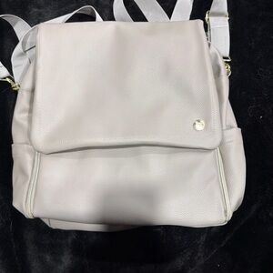 IPack grey leather baby diaper bag